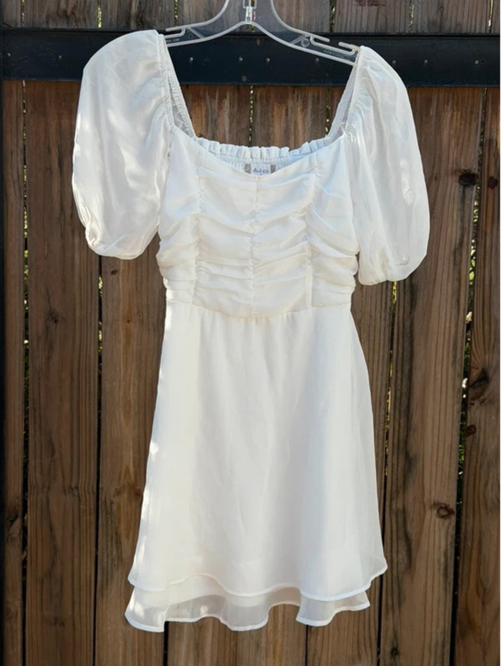 Altar'd State white puff-sleeve mini dress. Cottagecore